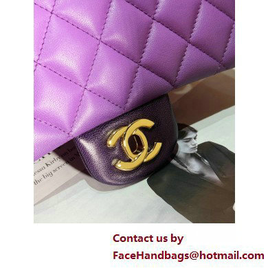 Chanel Gradient Lambskin  &  Gold-Tone Metal Small Classic Flap Handbag Light Purple 2025